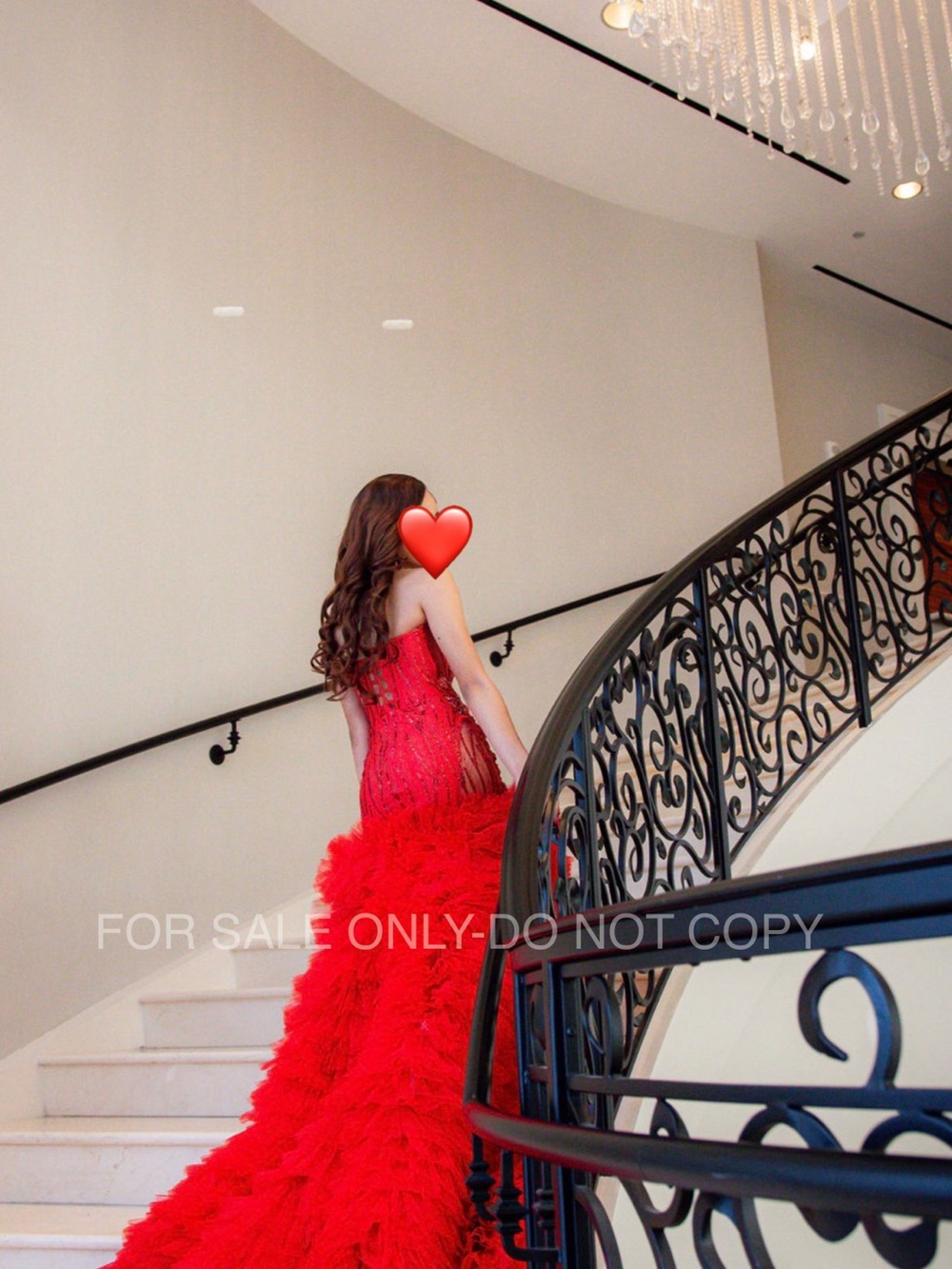 Red Prom Dress with Dramatic Train - Picture 2 of 3